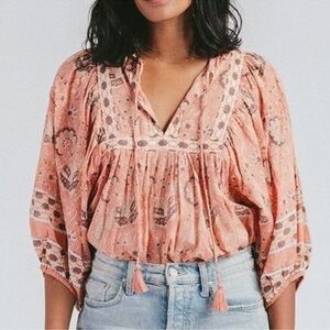 Cleobella Amaryllis Floral Cotton Boho Blouse Top